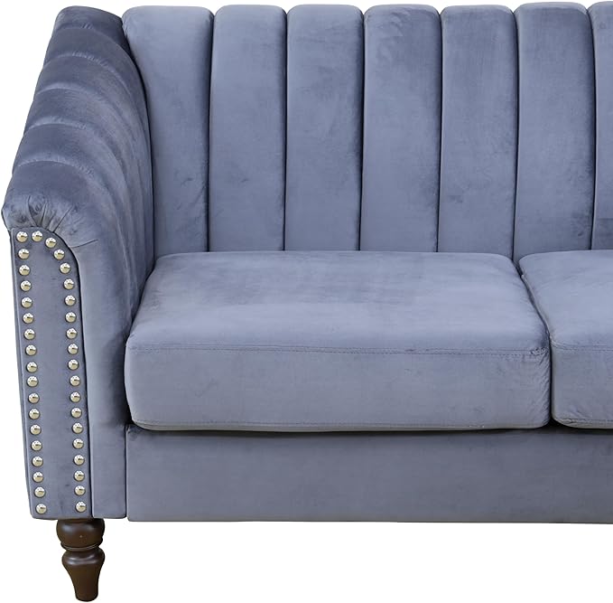 Sectional Sofa Set, Microfiber Chesterfield Upholstered Sofas Loveseat Couch - Image 5