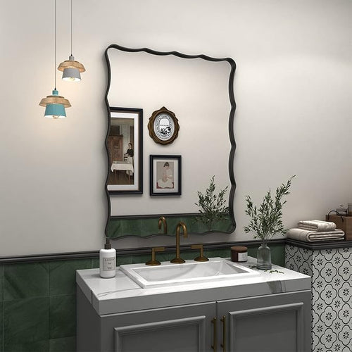 24x32 Black Bathroom Mirror for Wall, Rectangle Framed Mirror for Bathroom by CHARMOR