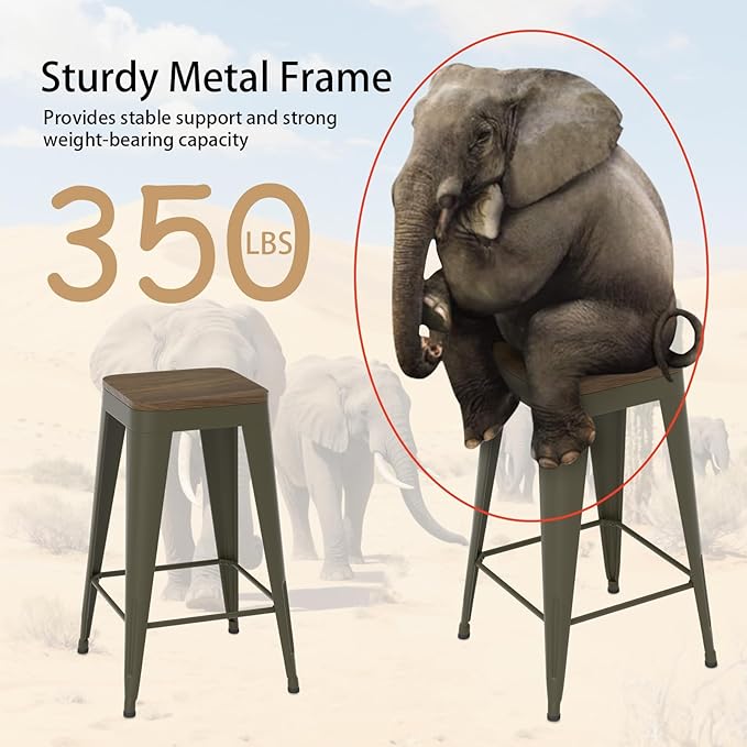 26 inch Backless Bar Stools Set of 4, Indoor Metal Bar Stools - Image 6