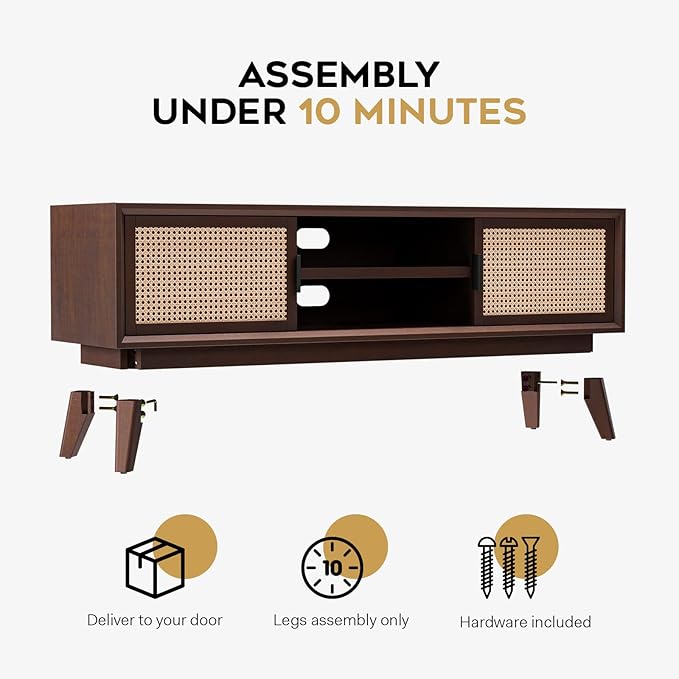 Bme Jasper Premium Solid Wood TV Stand, Under 10 Minutes Assembly, Aesthetic - Image 4