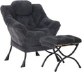 Lazy Chair with Folding Ottoman, Modern Accent Lounge Armchair with Armrests by MBOOYOME
