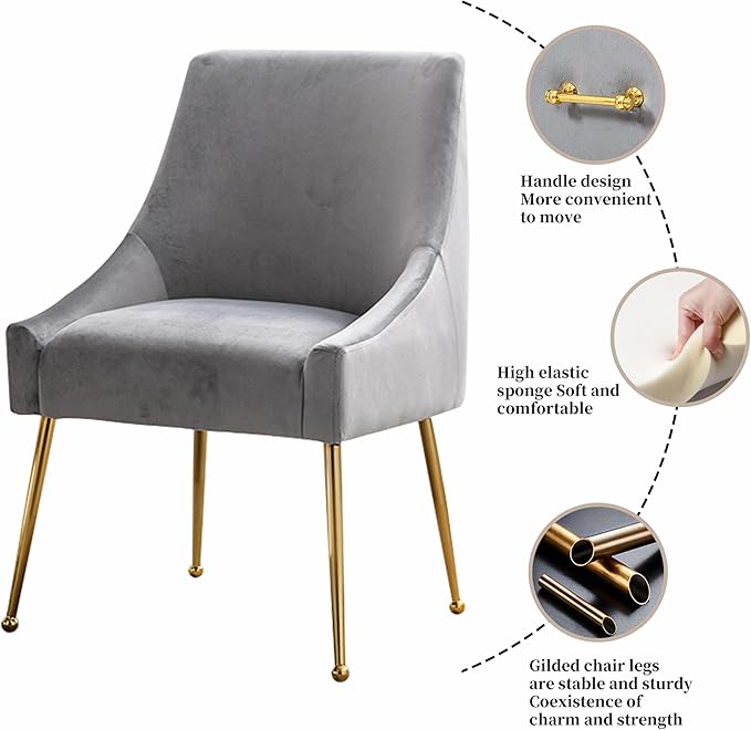 Modern Velvet Dining Chairs Set of 2, Contemporary Upholstered Furniture - Image 5
