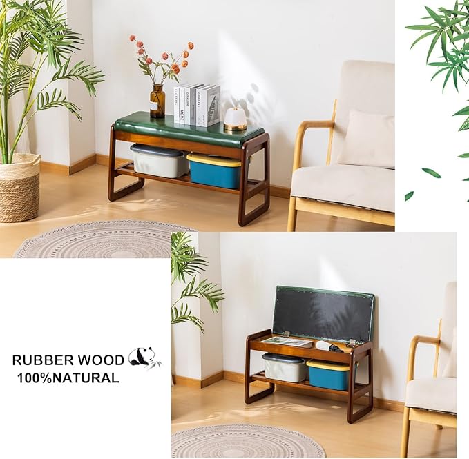 latifolia Solid Wood Bench, Entryway Shoe Bench - Image 5