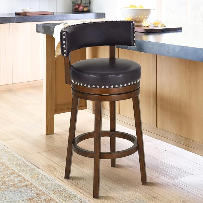 COLAMY Swivel Bar Stool, Swivel Bar Height Bar Stool, Modern Swivel Barstool - Image 3