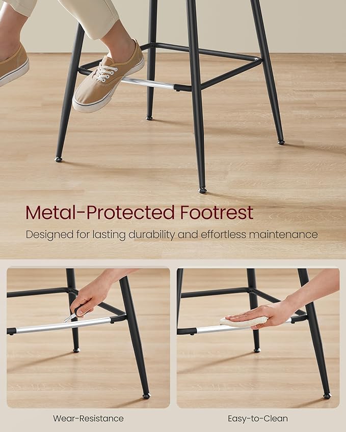 VASAGLE Bar Stools Set of 2, Bar Height Bar Stools - Image 5