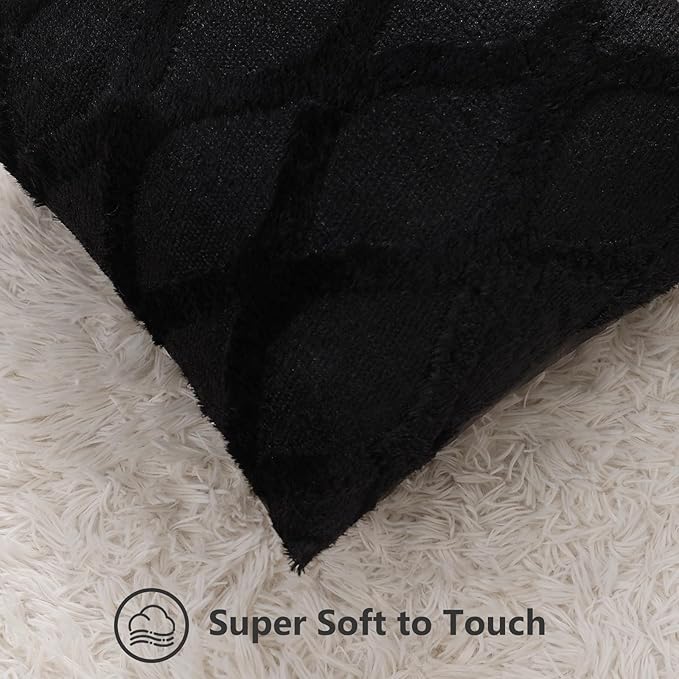 decorUhome Throw Pillow Covers 20x20 Inch Set of 2, Soft Plush Faux Fur Wool - Image 2