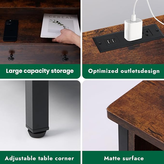 27 Inch Wide Night Stand, Large Wood Night Stand Set 2 - Image 4