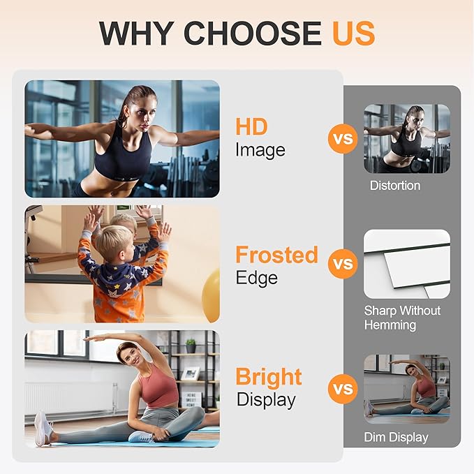 Hasipu 2 Pcs 48''x30'' Home Gym Mirror Large Full Length Wall Mounted Full Body - Image 7