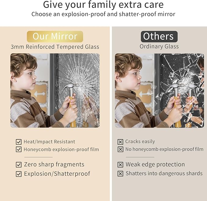 Koonmi Black Wall Mirror for Bathroom, 36x55 Inch Matte Deep Framed Rounded - Image 8