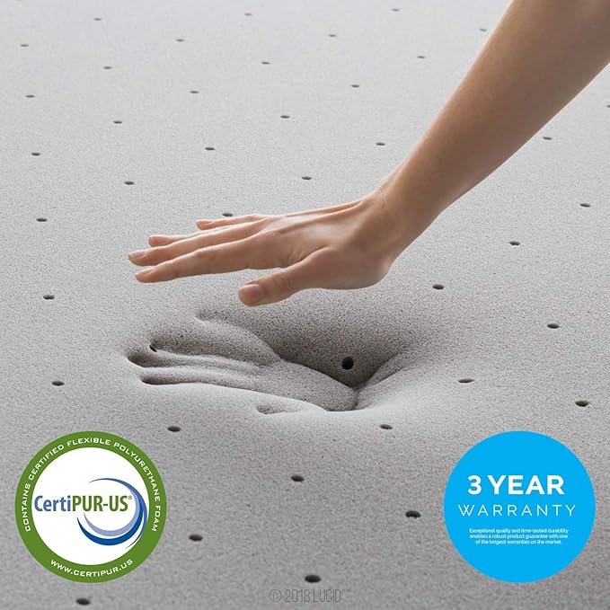 Lucid 4 Inch Bamboo Infused Memory Foam Mattress Topper - Image 7