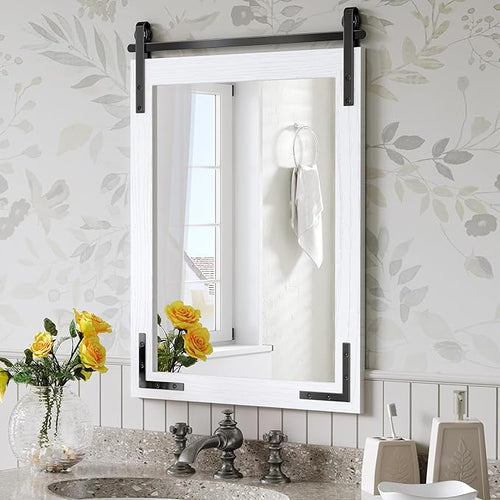 22x30 Inch Farmhouse Bathroom Mirror, Rectangle Wall Decorative Mirrors by Mestikits