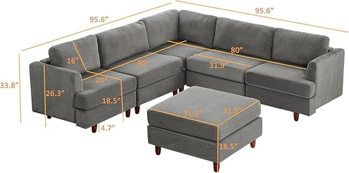 127.5" L/U-Shaped Sectional Couch - Image 2