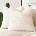 Foindtower 2 Pieces 16x16 Inch White, Faux Fur Throw Pillow Cover Accent Sherpa by Foindtower