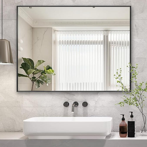 26x36 Inch Black Bathroom Mirror, Copper-Free Mirror, Aluminum Alloy Frame by LEDLUX
