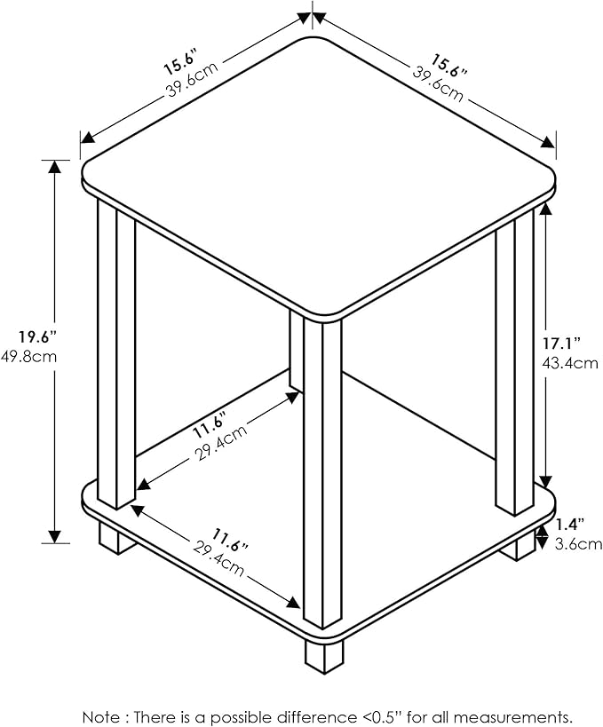 Furinno Simplistic Set of 2 End Table, French Oak Grey/Black - Image 3