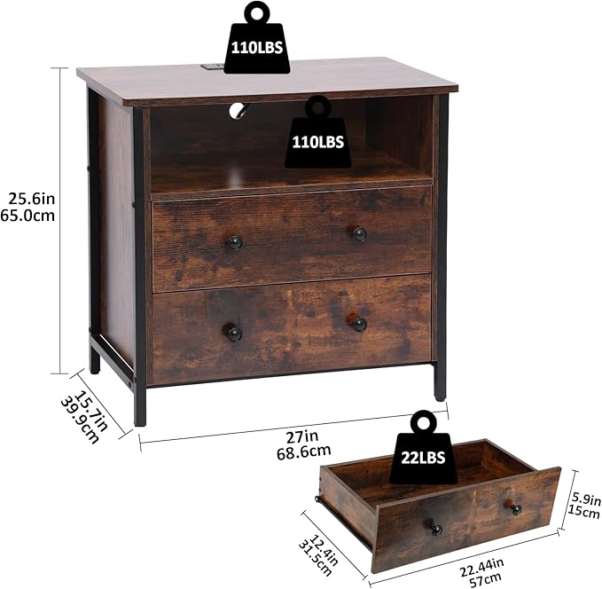 27 Inch Wide Night Stand, Large Wood Night Stand - Image 3