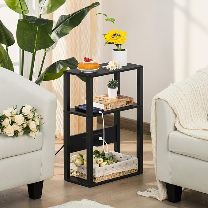 3-Tier Small Narrow Wood Side Table Set of 2 - Image 2