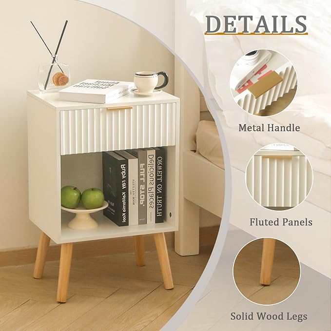 White Nightstand, Modern Bedside Table - Image 4