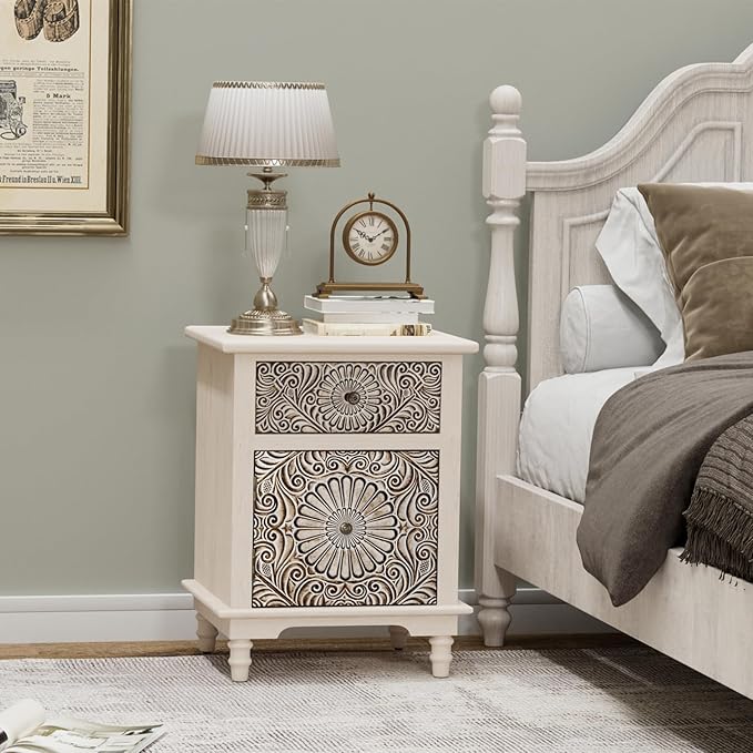 COSIEST 2 Drawers Accent Dresser, Vintage Small Accent Chest by COSIEST