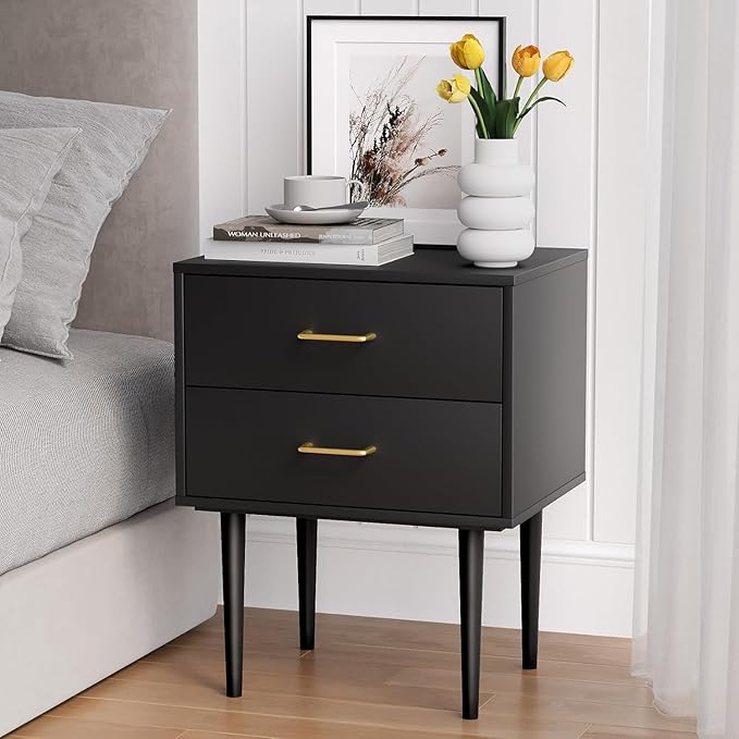 Smart FENDE 26 inch Tall Black Nightstand - Image 7