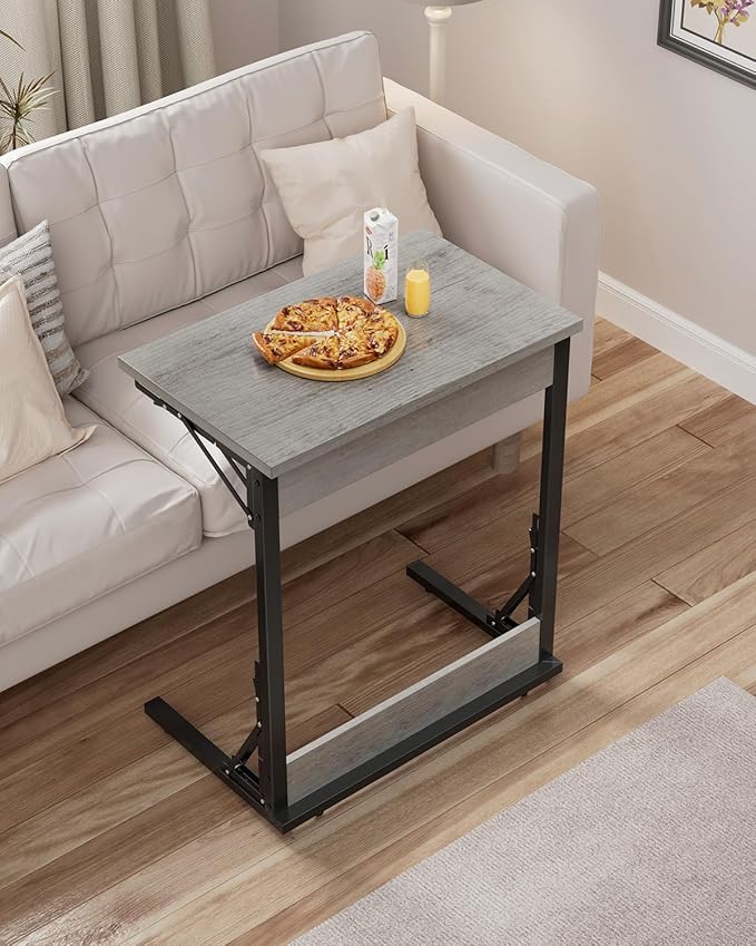 Tatub 24" Wide Folding C-Shaped End Table, Small Side Desk - Image 2