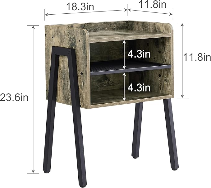 VECELO Nightstand Industrial Side End Table/Stackable Accent Furniture - Image 3