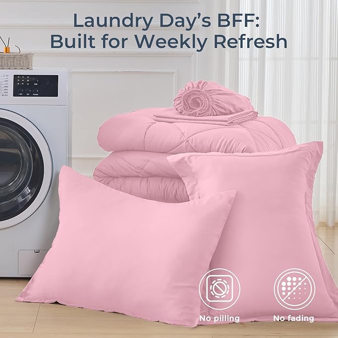 HEVUMYI Pink Twin-XL Comforter Set - Image 7