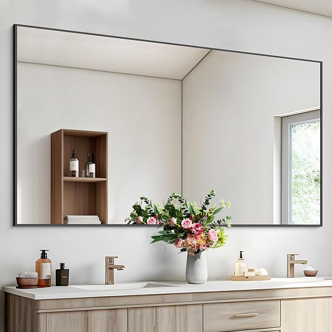 Black Bathroom Mirror for Wall, 30x50 Inch Rectangle Mirrors - Image 9