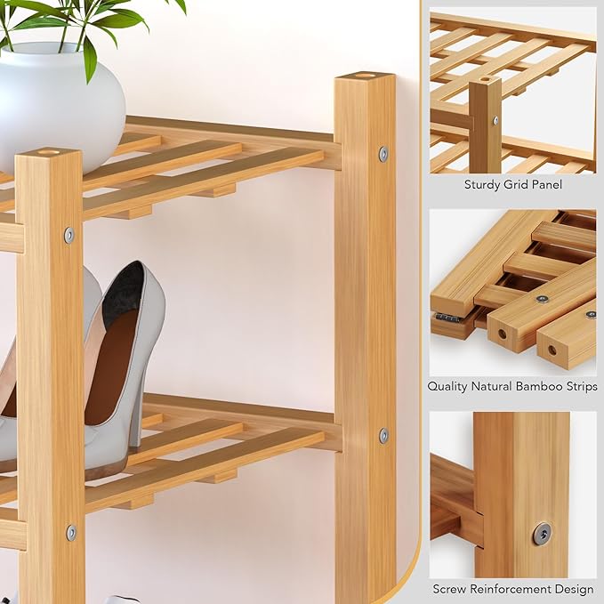 Haddockway small 6 Tier Bamboo Shoe Rack Storage Organizer, Small Space - Image 4