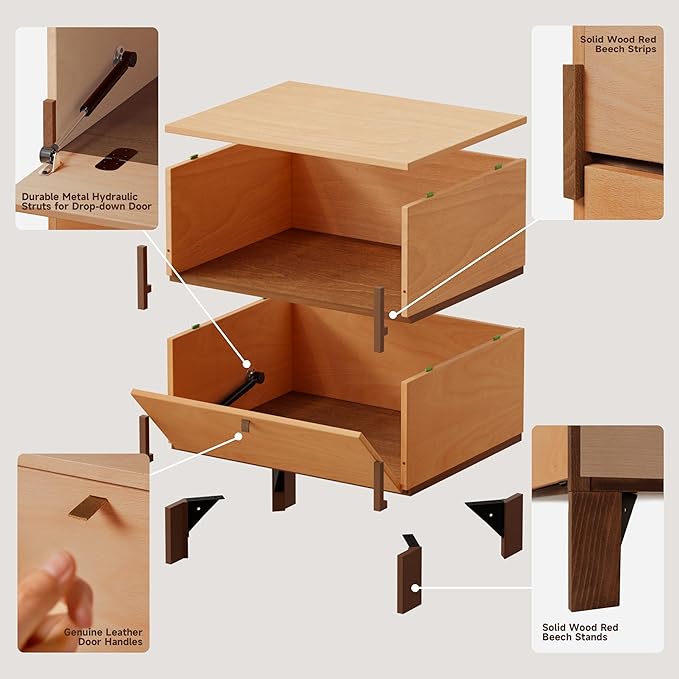 Sebastack Night Stand, Customizable 2 Drawers Bedside Table, End Table - Image 6