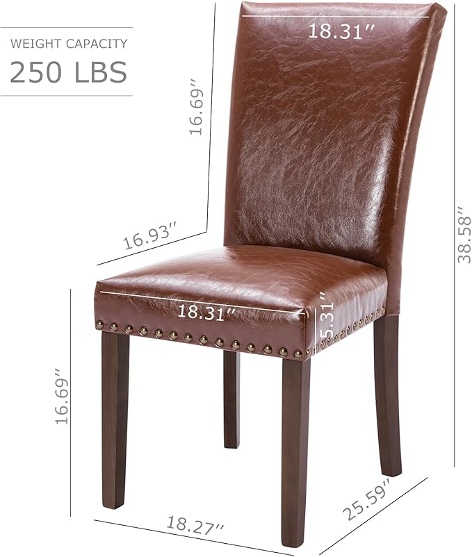 COLAMY Upholstered Parsons Dining Chairs Set of 6, PU Leather Dining Room - Image 3