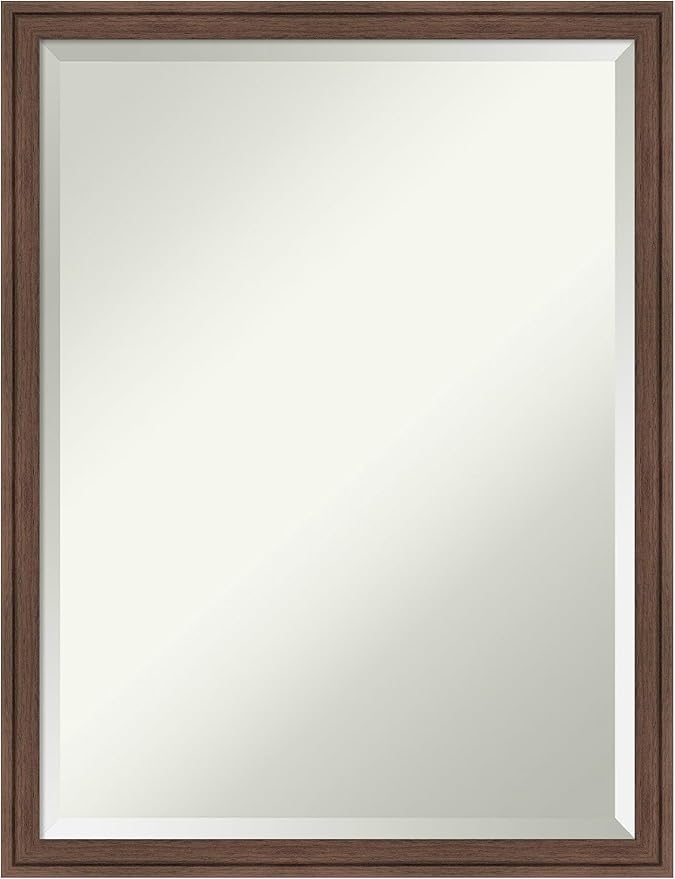 Amanti Art Brown Wall Mirror 26x20 Florence Medium Brown Rectangle Bathroom by AmantiArt