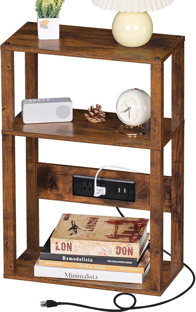3-Tier Small Narrow Wood Side Table Set of 2 - Image 8