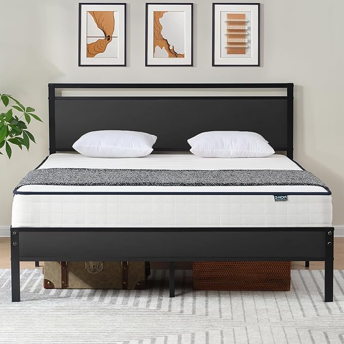Z-hom Queen Bed Frame with Modern Wood Headboard & Footboard, Upgraded Heavy by Z-HOM