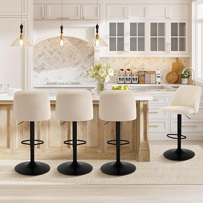 COLAMY Bar Stools Set of 1, Modern Swivel Bar Chairs, Adjustable Upholstered - Image 9