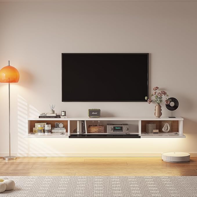 High Gloss Floating TV Stand, Under TV Floating Shelf, Floating TV Cabinet - Image 4