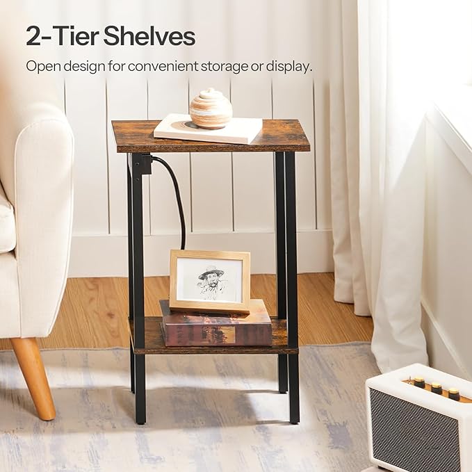 HOOBRO Small End Table with Charging Station, Narrow Side Table with USB Port - Image 9