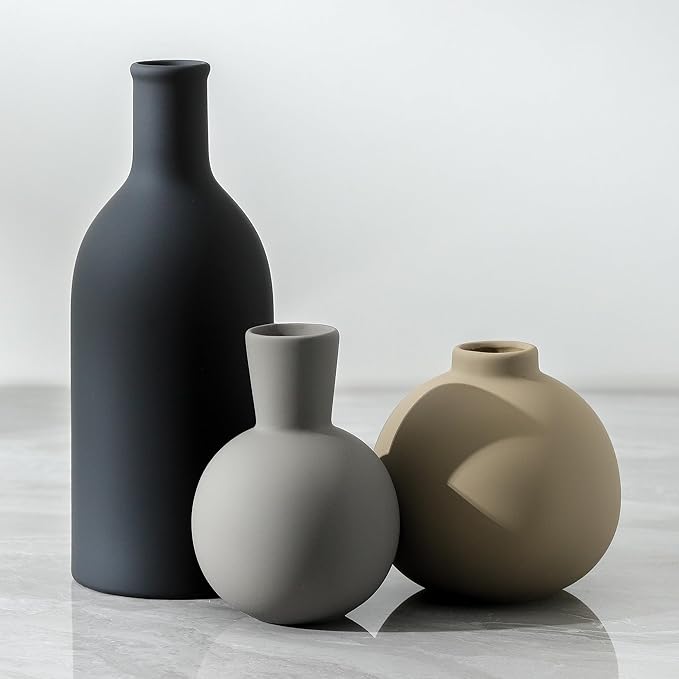 Ceramic Vase Set of 3, Flower Decorative Vases Home Decor Boho Neutral Modern - Image 8