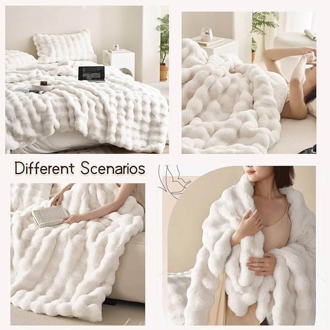 VM VOUGEMARKET Thick Faux Rabbit Fur Couch Cover 1-Piece Warm Soft Cozy Sofa - Image 4