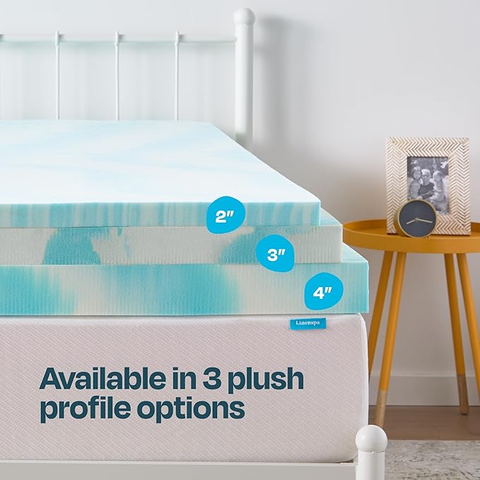 Linenspa 2 Inch Gel Swirl Memory Foam Mattress Topper – Cooling Gel Infused – - Image 5