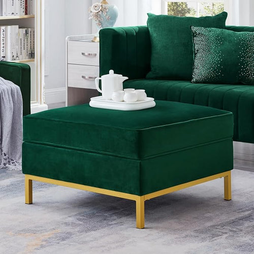 24KF Large Square Couch Ottoman Velvet Ottoman, Upholstered Velvet Padded by WEMARTHOMEDECOR