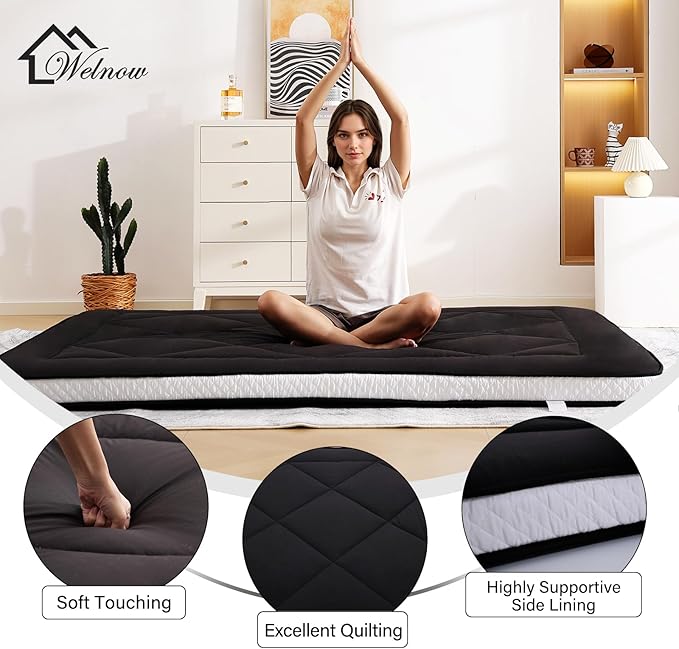 Welnow Japanese Futon Floor Mattress, Thick Queen Size Tatami Mat Portable & - Image 4