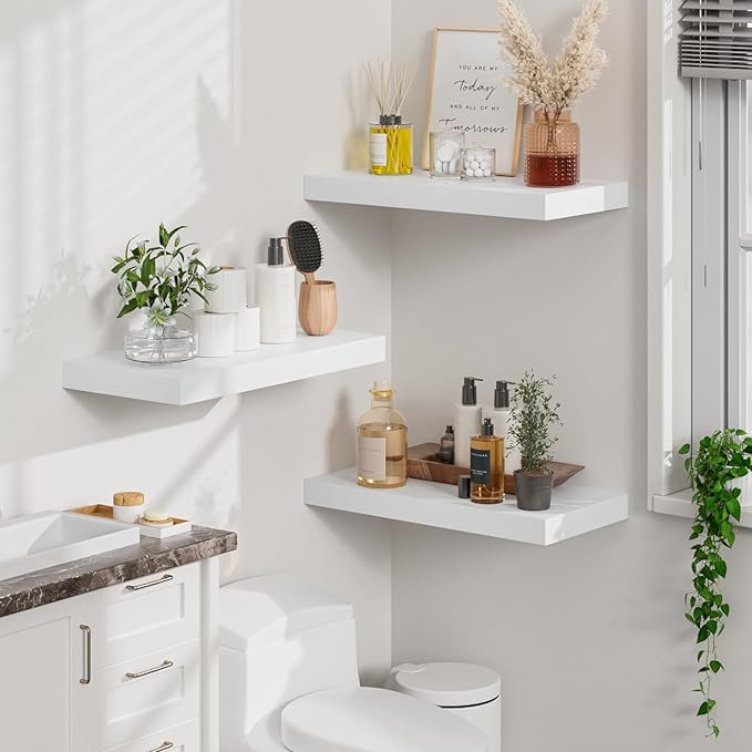 Heimlove 12" Deep White Floating Shelves - Image 2