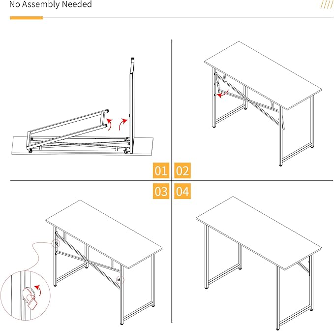 47 inch Folding Desk No Assembly Required, Writing Gaming Computer Camping Table - Image 4