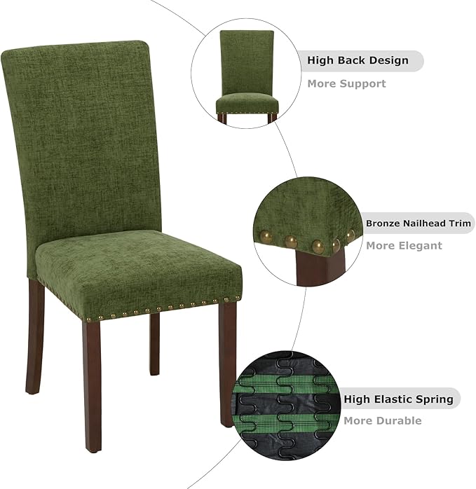 COLAMY Upholstered Parsons Dining Chairs Set of 2, Fabric Dining Room Kitchen - Image 6