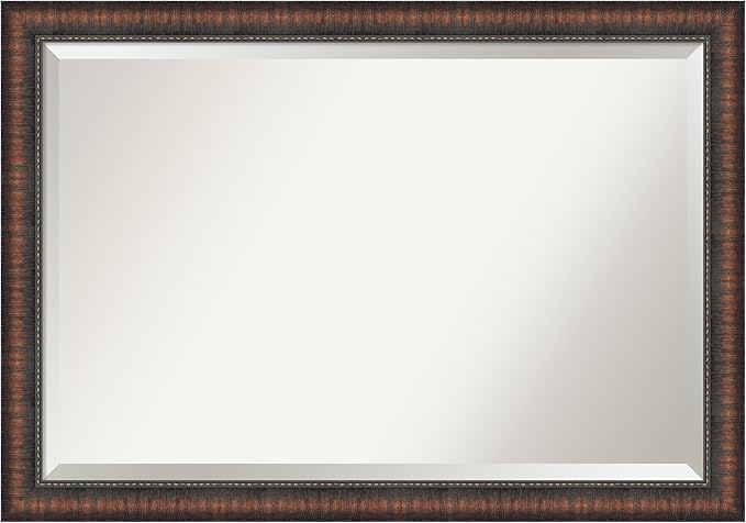 Amanti Art Brown Wall Mirror 28x40 Caleb Brown Rectangle Bathroom Mirror by AmantiArt