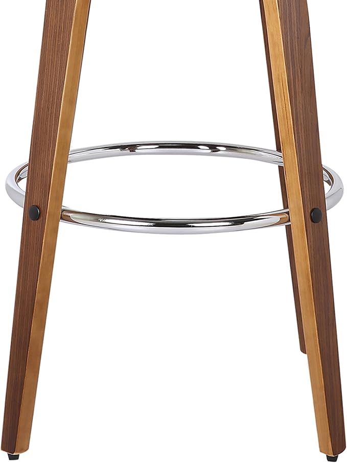 Armen Living Shelly 30" Bar Height Swivel Brown Faux Leather and Walnut Wood - Image 10
