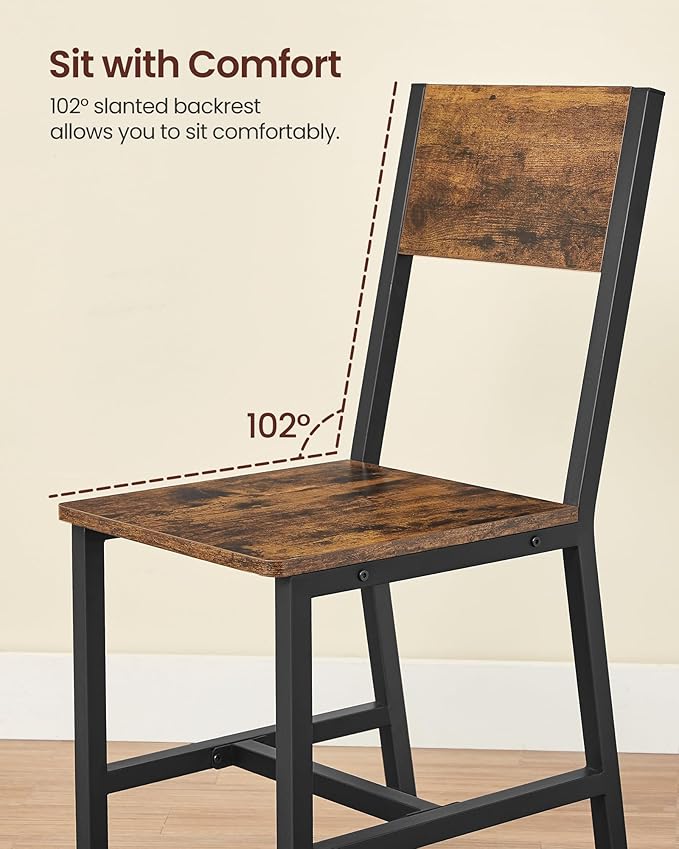 VASAGLE Dining Chair Set of 4, Rustic Wood Chairs - Image 6