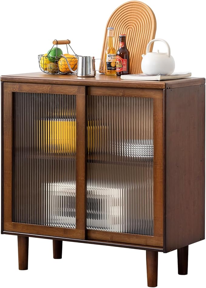 Tiita Bamboo Sideboard Buffet Cabinet, Rattan Kitchen Storage Cabinet, Boho by TiitaHome