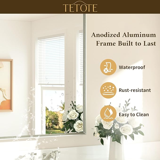 TETOTE Brushed Nickel Bathroom Mirror - Image 7
